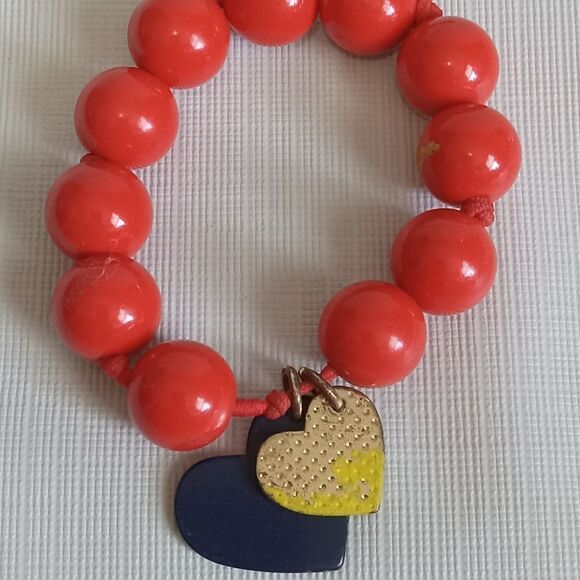 Assortment of 6 Multicolored Acrylic Plastic Beads Elastic Lightweight Bracelets - Picture 7 of 13